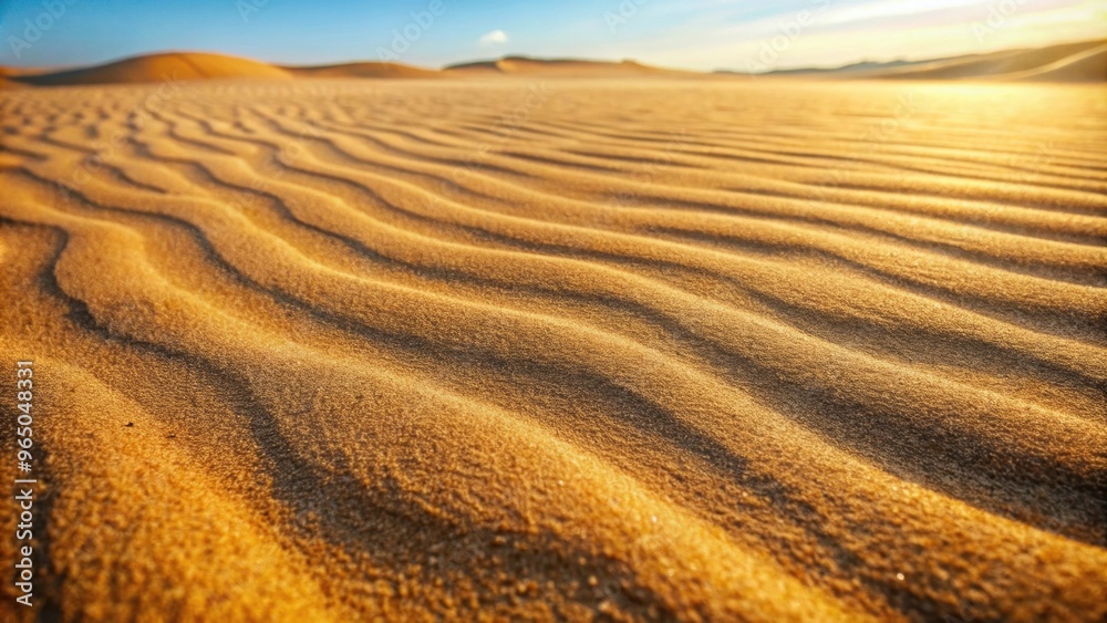 Naklejka premium Closeup of sandy texture on a beach or desert , sand, closeup, texture, beach, desert, grains, natural, surface, background, macro