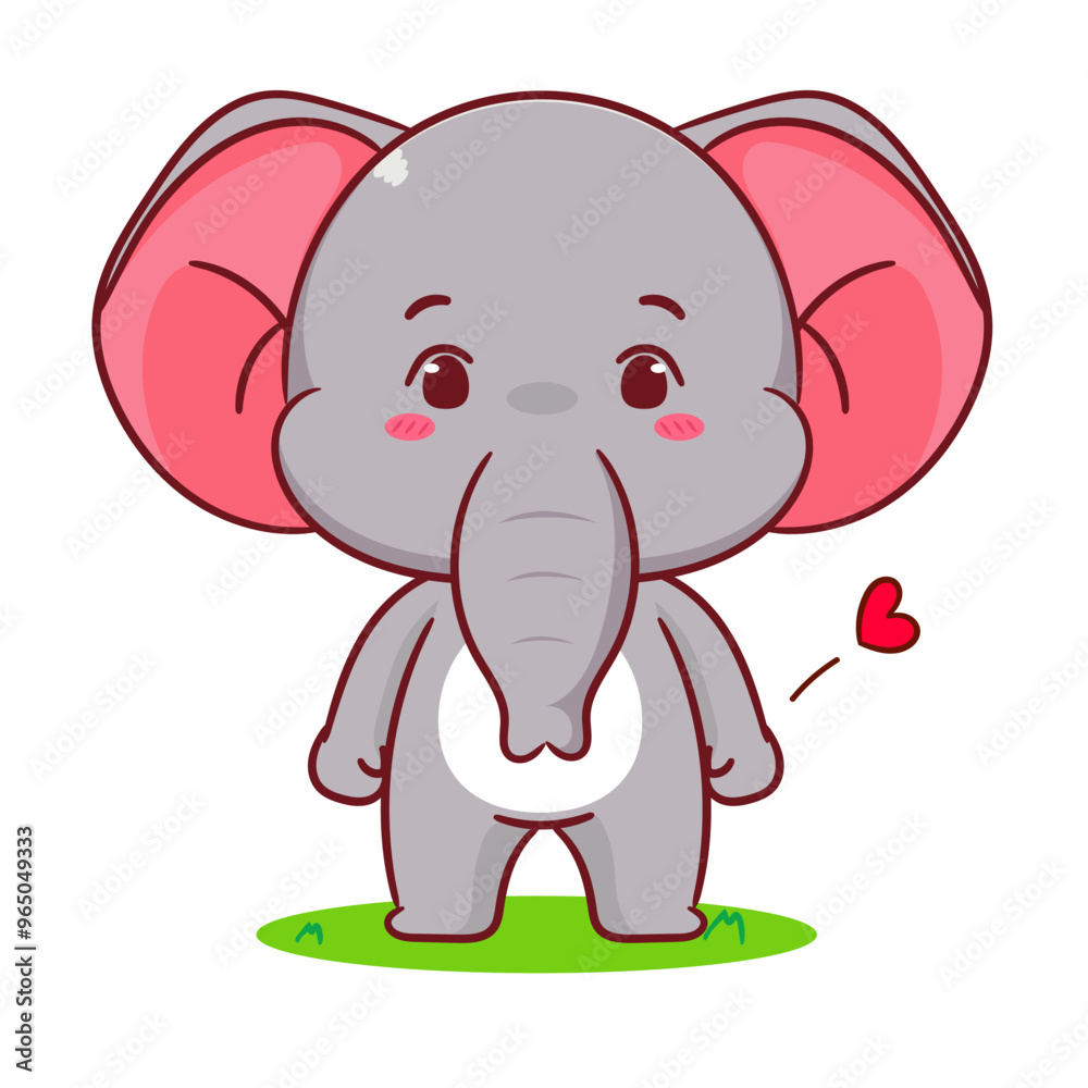 Obraz premium Cute elephant standing with two feet cartoon vector. Adorable and kawaii animal concept design. Mascot, icon, logo illustration. Isolated white background
