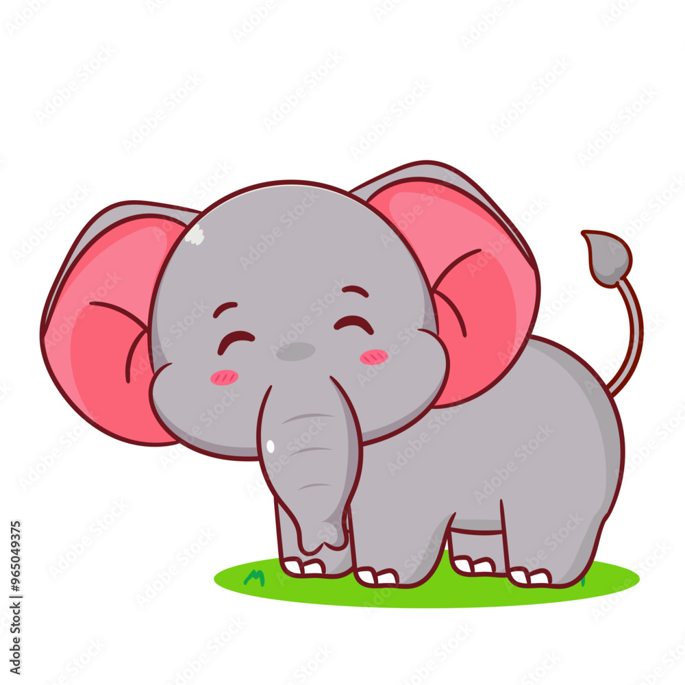 Cute elephant smiling cartoon vector. Adorable and kawaii animal concept design. Mascot, icon, logo illustration. Isolated white background Cute elephant smiling cartoon vector. Adorable and kawaii animal concept design. Mascot, icon, logo illustration. Isolated white background