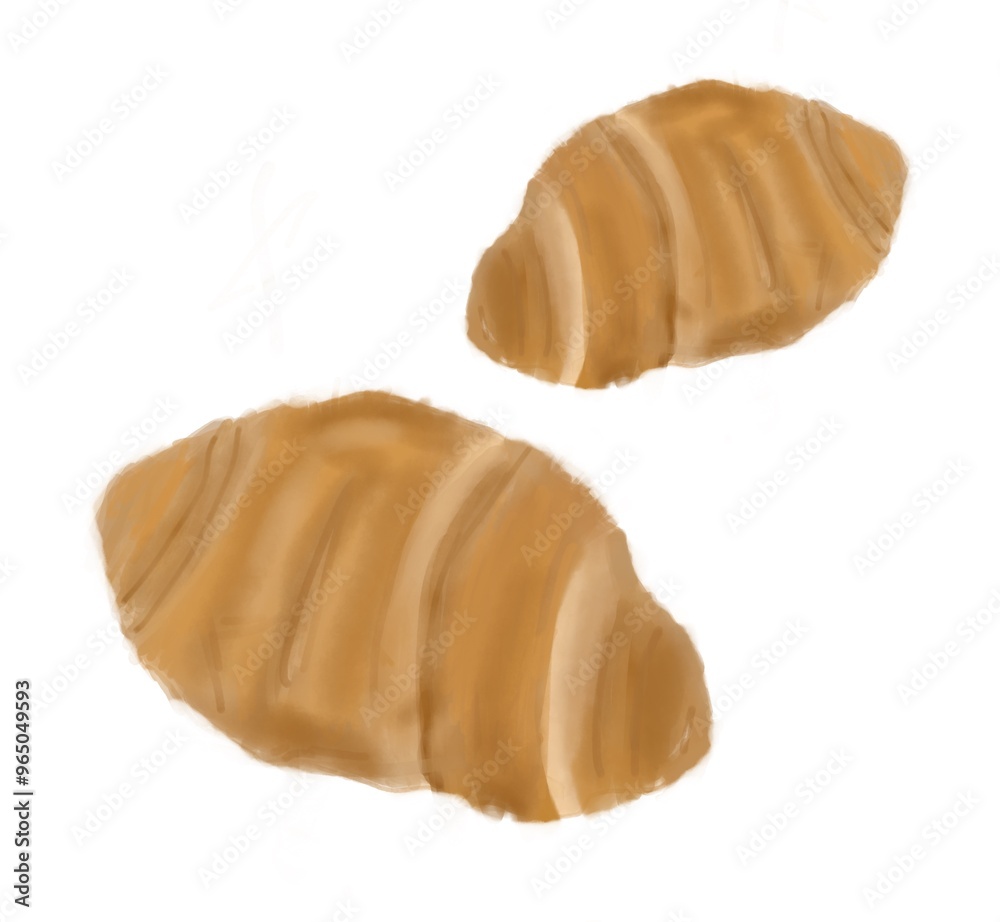 two croissants on a white background. Croissant illustration on a white background. two croissants on a white background. Croissant illustration on a white background.
