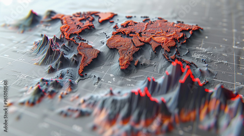 Wallpaper Mural 3D Topographical World Map with Elevation Data Torontodigital.ca