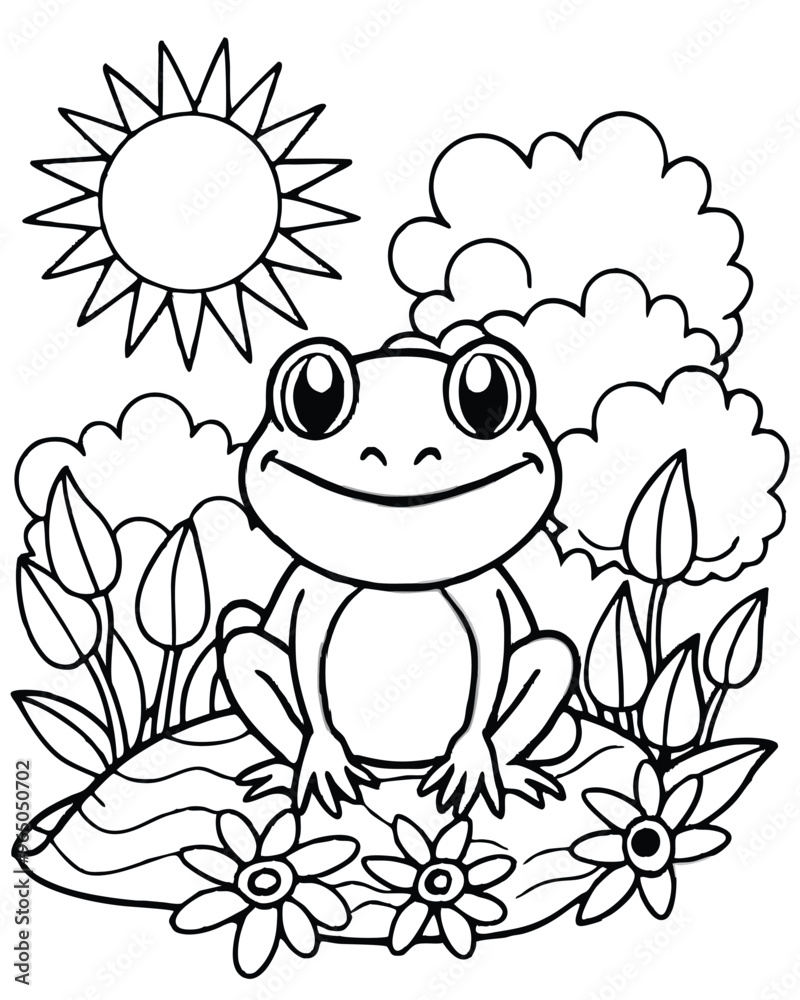 Obraz premium Hand drawn frog for coloring for kids