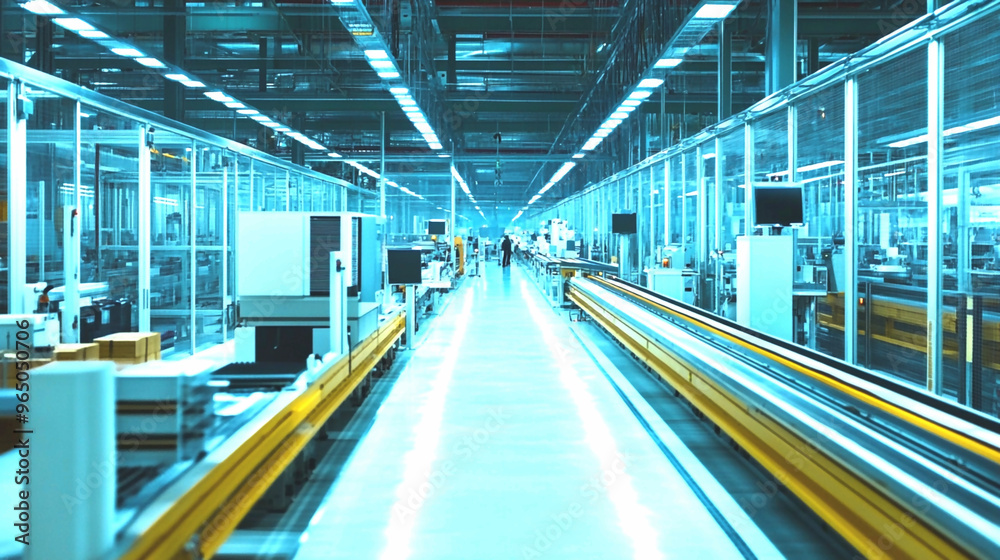 Fototapeta premium Smart factory revolution: AI and robotics ensuring next-gen industrial automation 