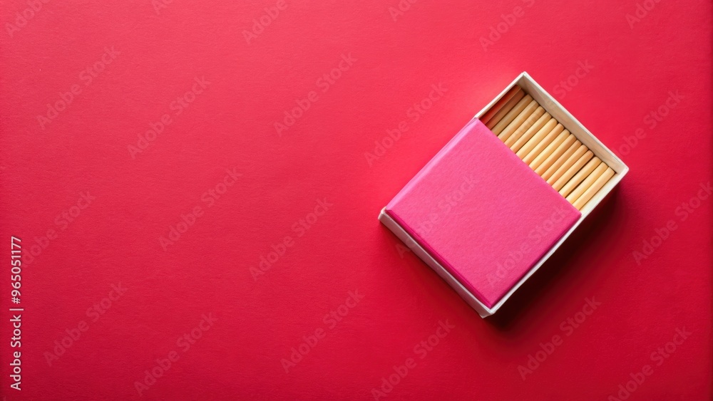 Top view pink matchbox on red background , matchbox, pink, red, top view, isolated, object, fire, matchstick, small Top view pink matchbox on red background , matchbox, pink, red, top view, isolated, object, fire, matchstick, small