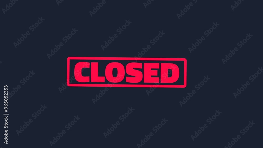 Closed stamp moving into frame on black background. 4K motion animation Closed stamp moving into frame on black background. 4K motion animation