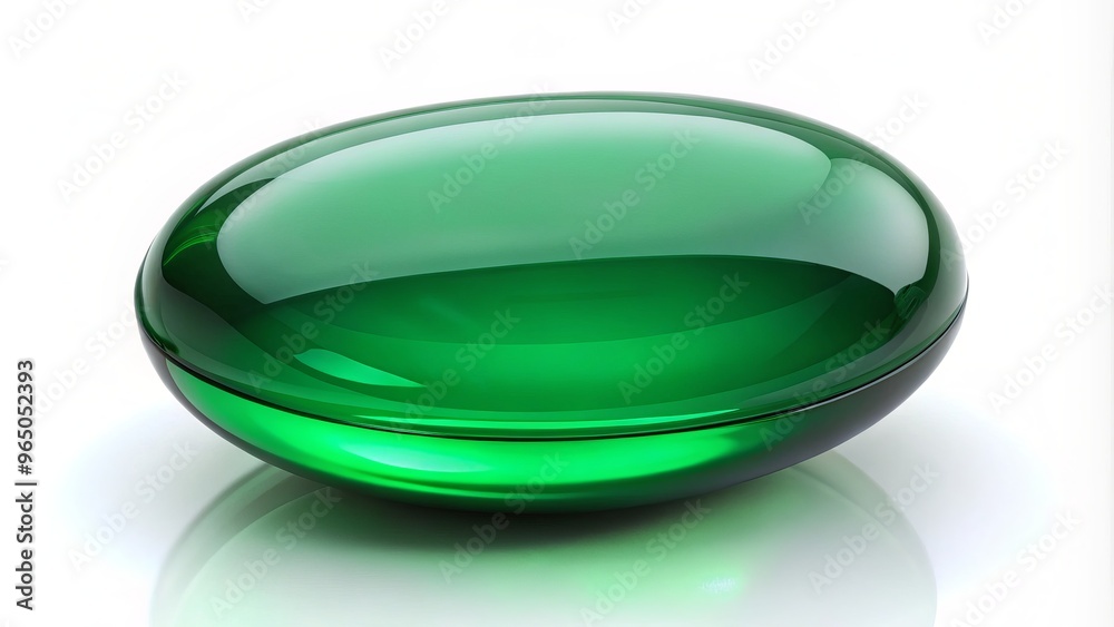 A emerald green round pill rests against a pristine white background, showcasing its vibrant color and spherical shape. A emerald green round pill rests against a pristine white background, showcasing its vibrant color and spherical shape.