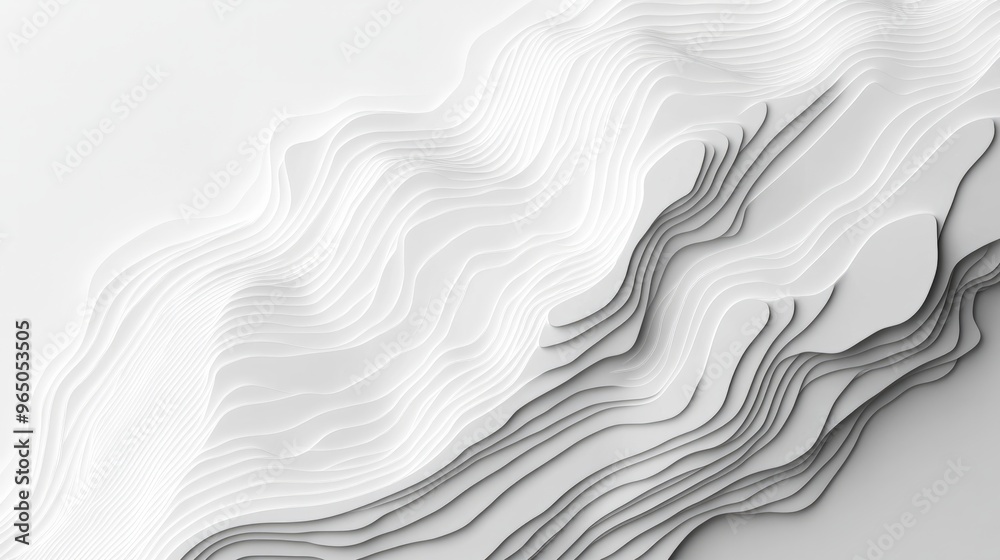 A minimalist map showing the contour lines of a coastal landscape, with subtle elevation shading on white.
