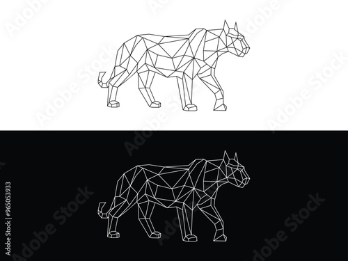 abstract line art tiger logo icon vector illustration photo