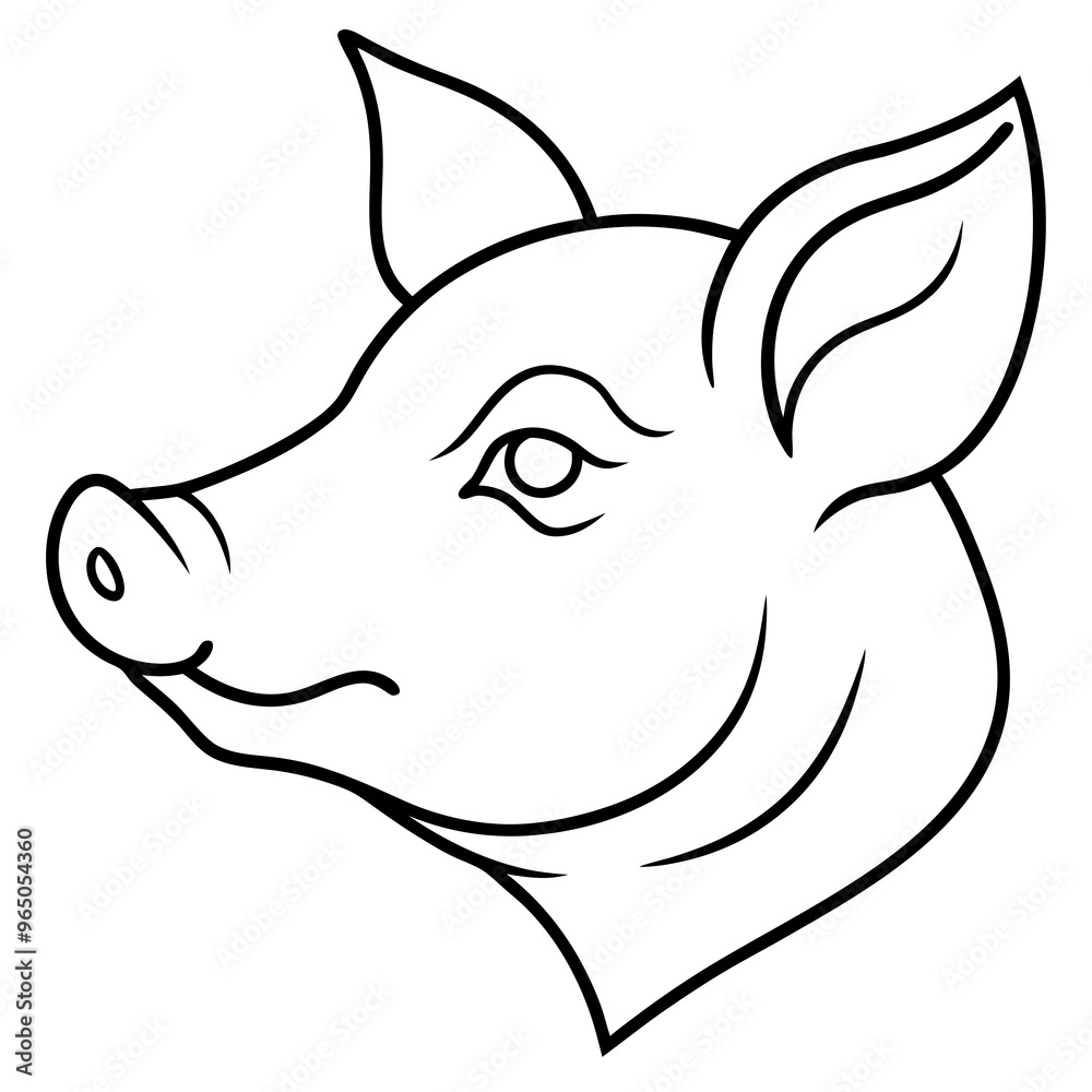 minimalistic silhouette vector of a pig s head minimalistic silhouette vector of a pig s head