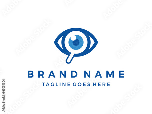 blue eye with magnifying glass logo icon vector illustration