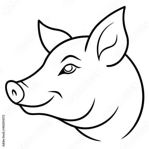 minimalistic silhouette vector of a pig s head