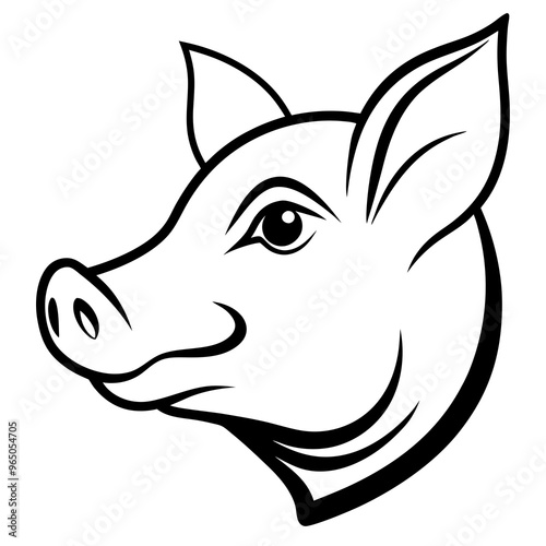 minimalistic silhouette vector of a pig s head