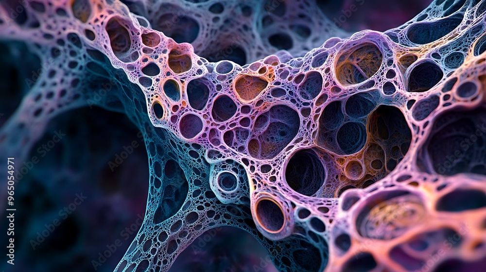 An abstract 3D render showcasing a biological structure with rich textures and intricate details, featuring a vibrant color palette and organic forms, resembling a living organism An abstract 3D render showcasing a biological structure with rich textures and intricate details, featuring a vibrant color palette and organic forms, resembling a living organism