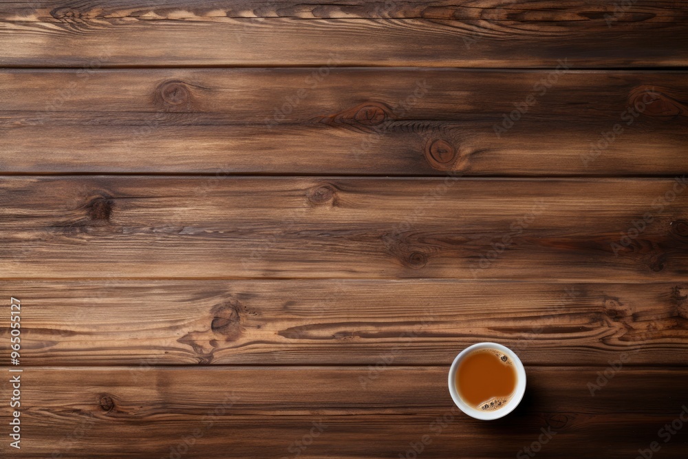 Top view of coffee concept on wooden table and copy space with generative ai Top view of coffee concept on wooden table and copy space with generative ai