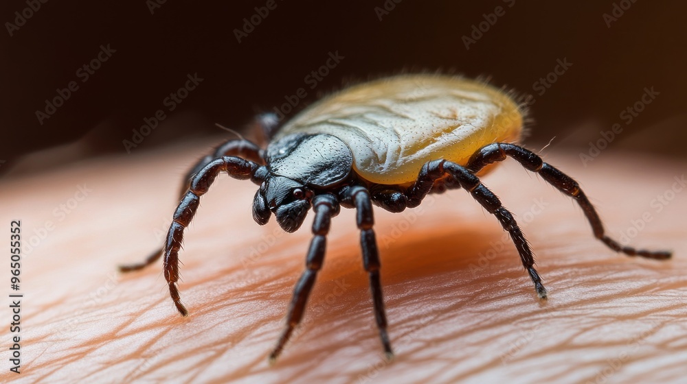 Close up of a male louse walking on human skin. Ai generated image Close up of a male louse walking on human skin. Ai generated image