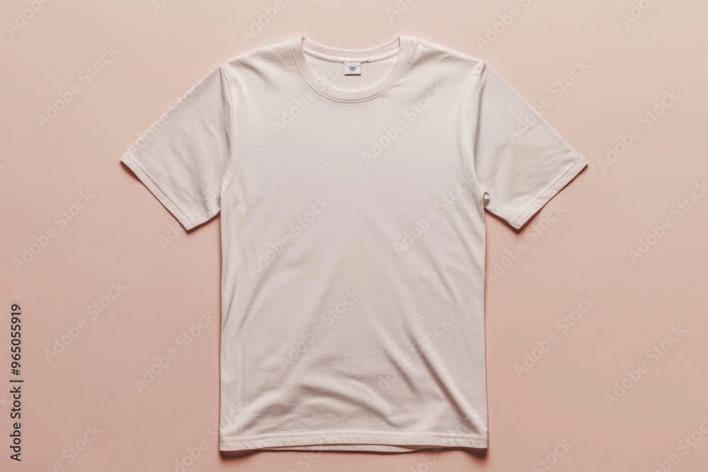 Simple Tshirt Flatlay mockup in beige background created with generative AI Simple Tshirt Flatlay mockup in beige background created with generative AI