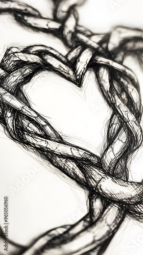 Abstract Charcoal Sketch of Intertwined Lines photo