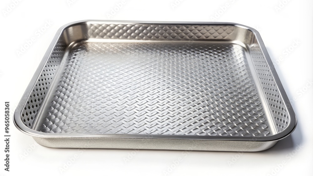 A sleek, modern aluminum tray boasts a textured finish, ideal for creative food presentations or industrial uses, where A sleek, modern aluminum tray boasts a textured finish, ideal for creative food presentations or industrial uses, where