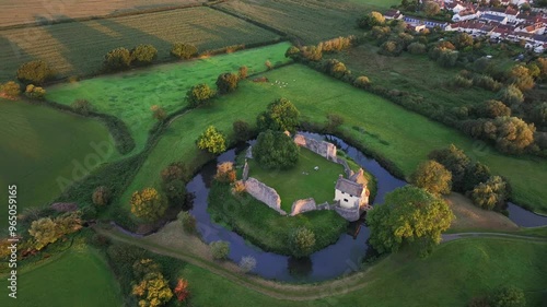 Aerial clip of Stogursey Castle near Bridgwater in Somerset, England, United Kingdom, Europe photo