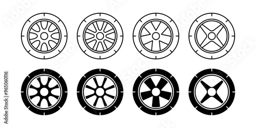 collection of car tire icons. simple design isolated on white background