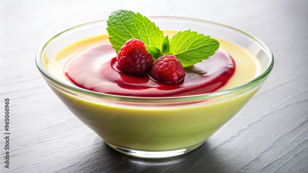 A transparent glass tigela overflows with creamy, velvety-smooth purê, its vibrant color radiating warmth and inviting A transparent glass tigela overflows with creamy, velvety-smooth purê, its vibrant color radiating warmth and inviting