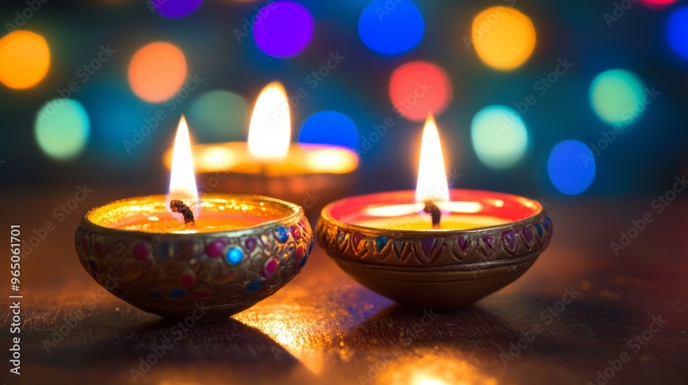 Diwali diya oil lamps with flowers holiday background. Creating a festive and decorative composition. Diwali diya oil lamps with flowers holiday background. Creating a festive and decorative composition.