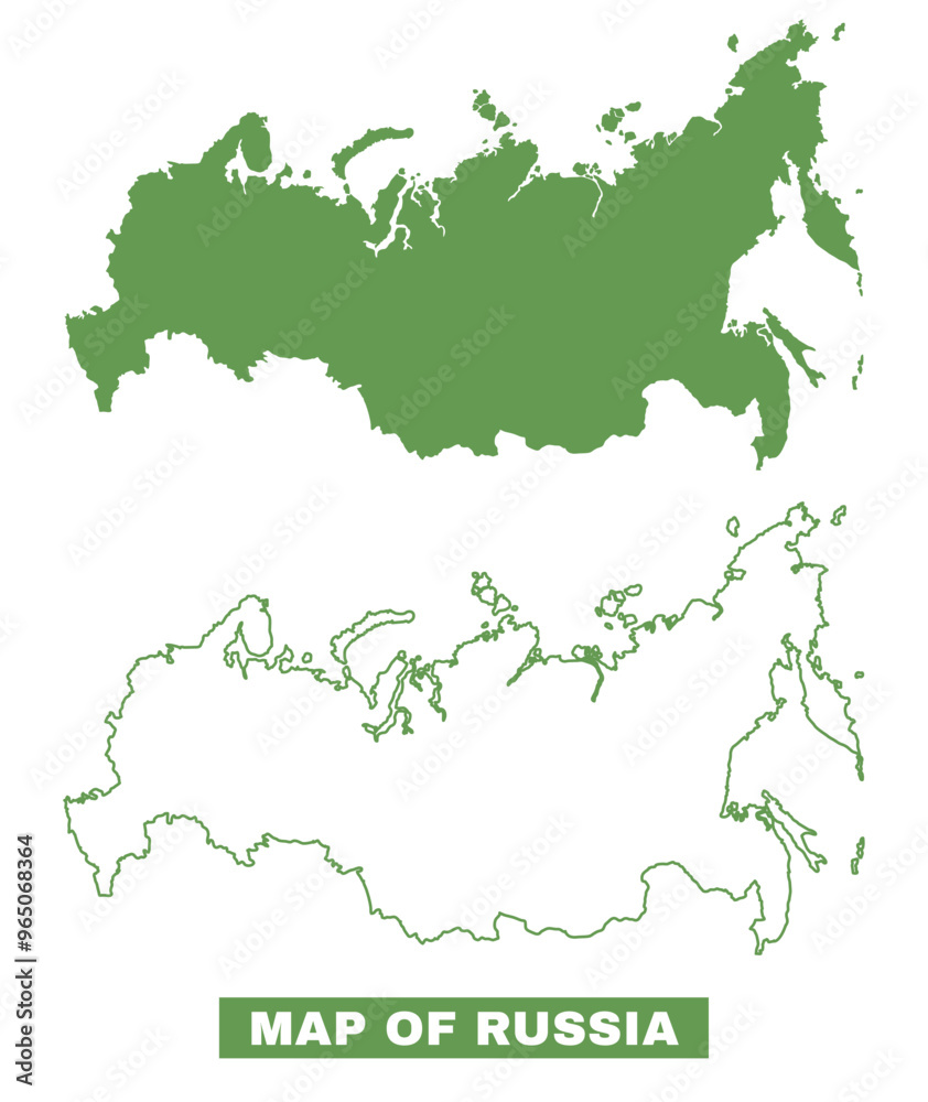 Simple Russia Outline flat map style vector illustration set Simple Russia Outline flat map style vector illustration set