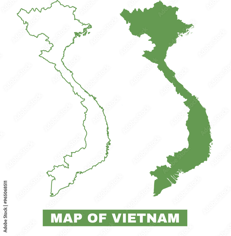 Simple Vietnam Outline flat map style vector illustration set Simple Vietnam Outline flat map style vector illustration set