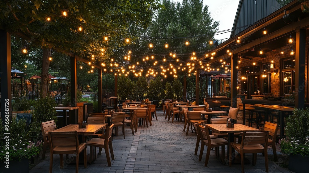 Outdoor Patio Dining Area with String Lights Outdoor Patio Dining Area with String Lights
