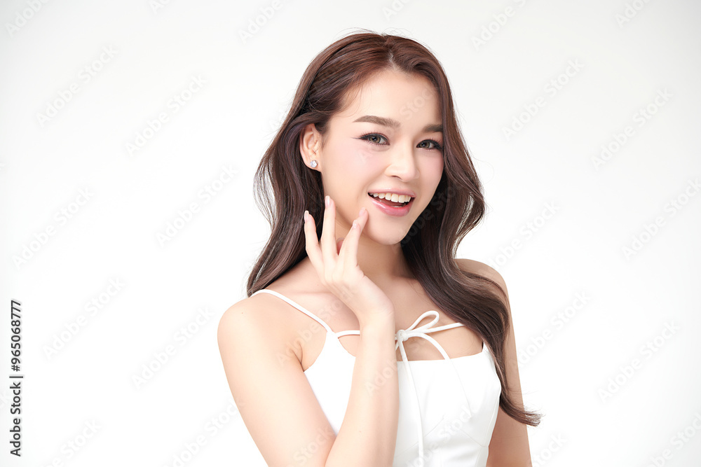 Beautiful young asian woman with clean fresh skin on white background, Face care, Facial treatment, Cosmetology, beauty and spa, Asian women portrait. Beautiful young asian woman with clean fresh skin on white background, Face care, Facial treatment, Cosmetology, beauty and spa, Asian women portrait.