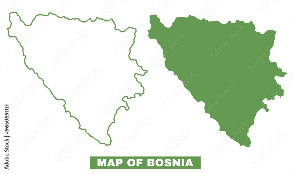 Simple Bosnia Outline flat map style vector illustration set Simple Bosnia Outline flat map style vector illustration set