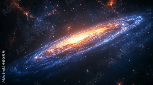 A Spiral Galaxy With Orange And Blue Hues In A Dark Space