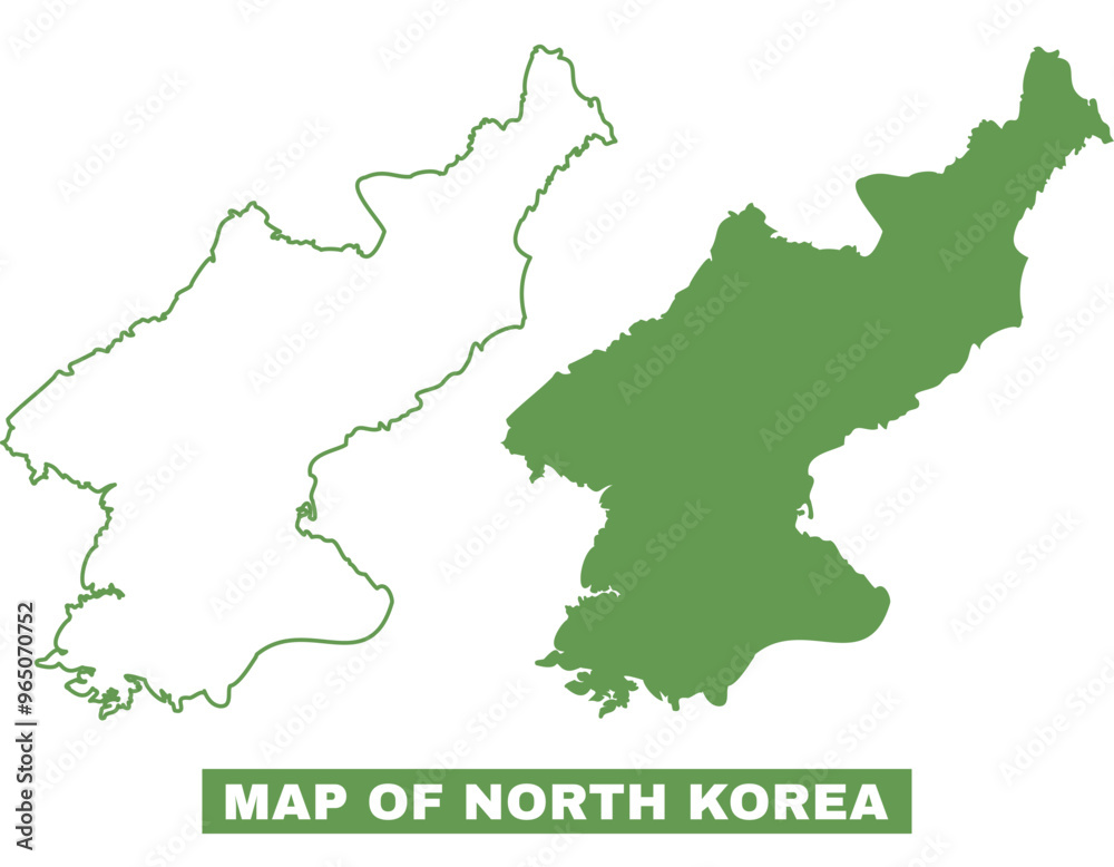 Simple North Korea Outline flat map style vector illustration set Simple North Korea Outline flat map style vector illustration set