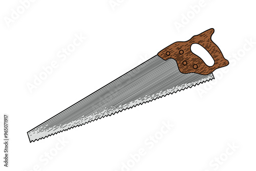 hand drawn saw colored illustration