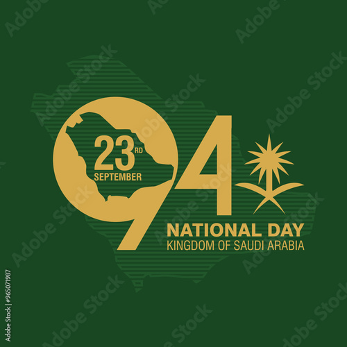 94 Year Saudi Arabia National Day. 23rd September. Banner Design. Vector Illustration.	 photo