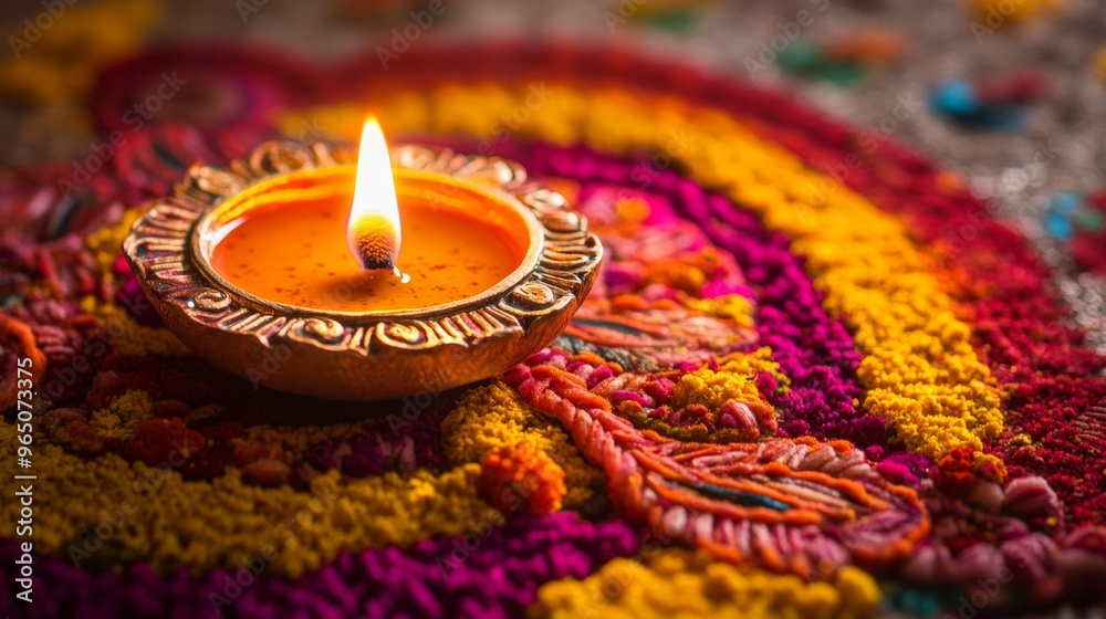 Diwali diya oil lamps with flowers holiday background. Creating a festive and decorative composition. Diwali diya oil lamps with flowers holiday background. Creating a festive and decorative composition.