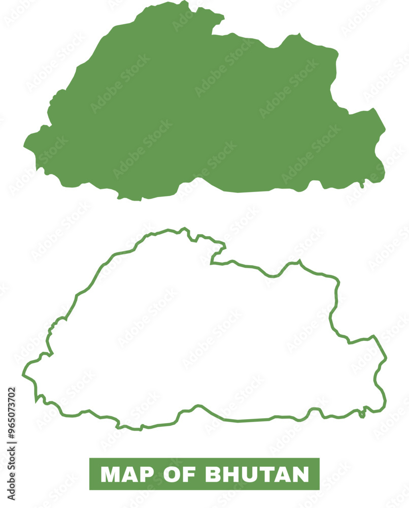 Simple Bhutan Outline flat map style vector illustration set Simple Bhutan Outline flat map style vector illustration set
