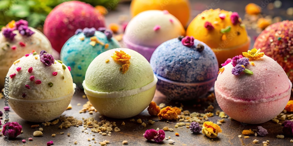 Obraz premium Indulge in a masculine grooming experience with artisan bath bombs infused with invigorating ingredients for a relaxing