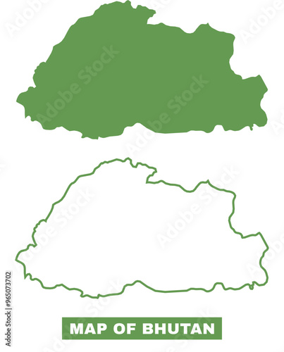 Simple Bhutan Outline flat map style vector illustration set