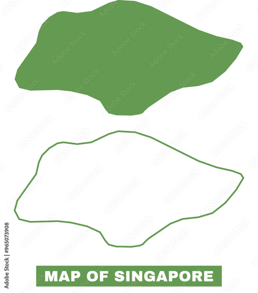 Fototapeta premium Simple Singapore Outline flat map style vector illustration set