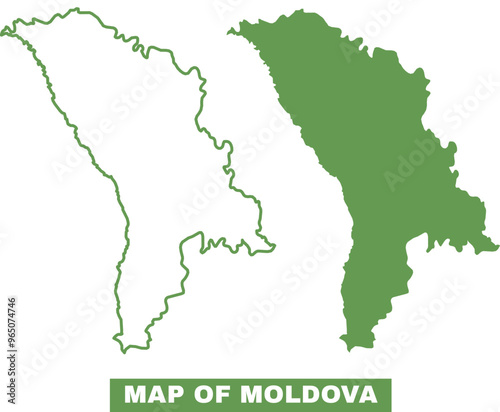 Simple Moldova Outline flat map style vector illustration set