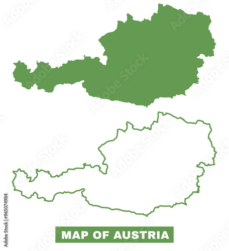 Simple Austria Outline flat map style vector illustration set