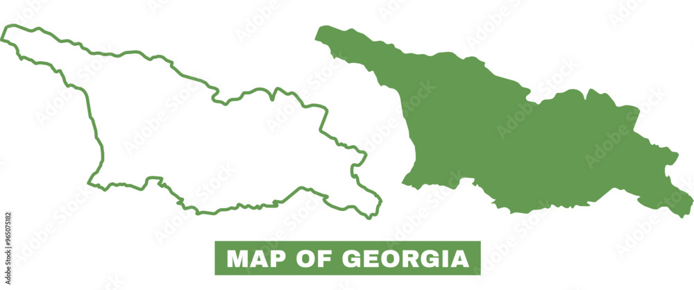 Simple Georgia Outline flat map style vector illustration set
