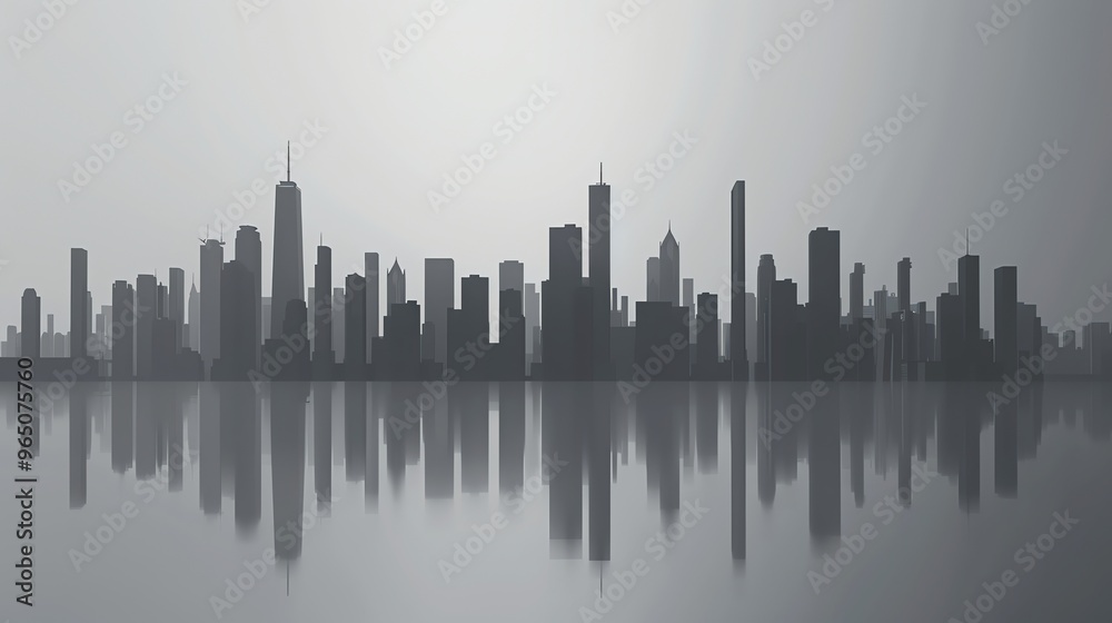 Fototapeta premium A cityscape reflected in water.