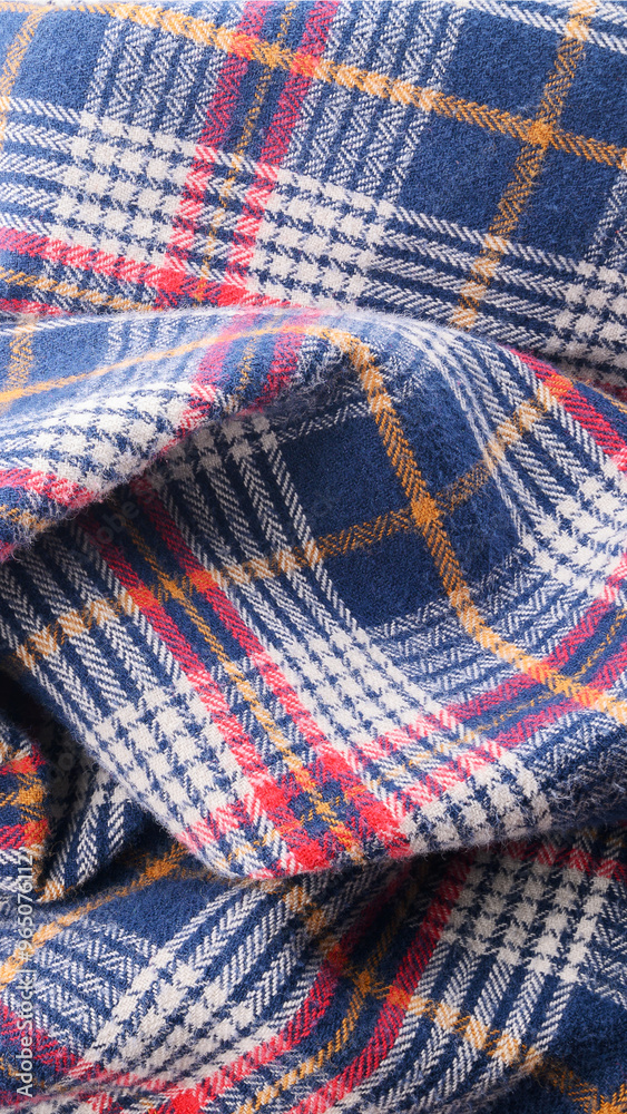 cotton crumpled fabric in multi-colored checks and stripes cotton crumpled fabric in multi-colored checks and stripes