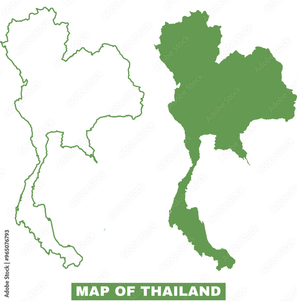 Simple Thailand Outline flat map style vector illustration set Simple Thailand Outline flat map style vector illustration set
