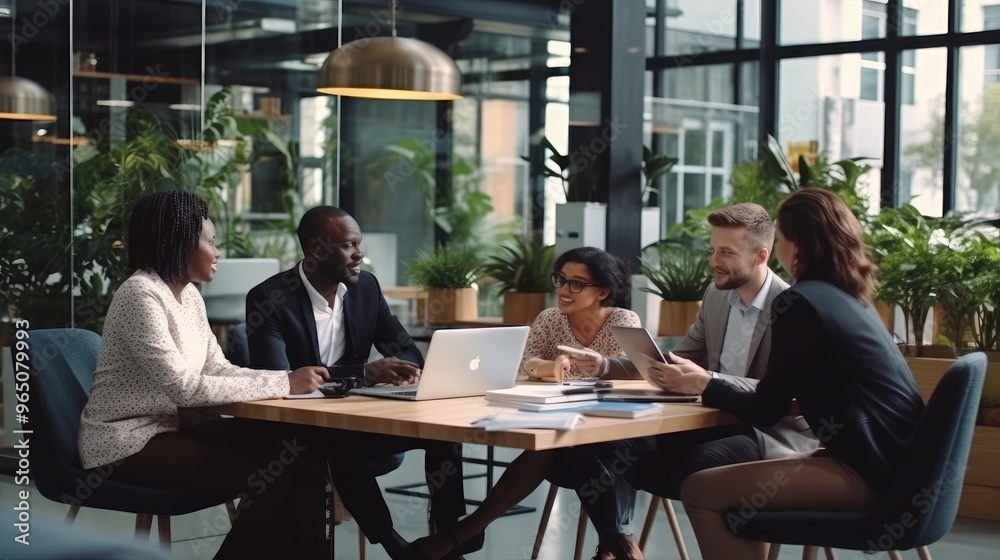 A diverse group of professionals gather around a table, engaged in a lively discussion. A diverse group of professionals gather around a table, engaged in a lively discussion.