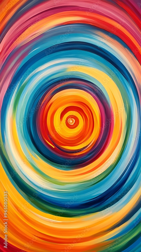 Abstract Painting with Concentric Rainbow Colored Circles Abstract Painting with Concentric Rainbow Colored Circles