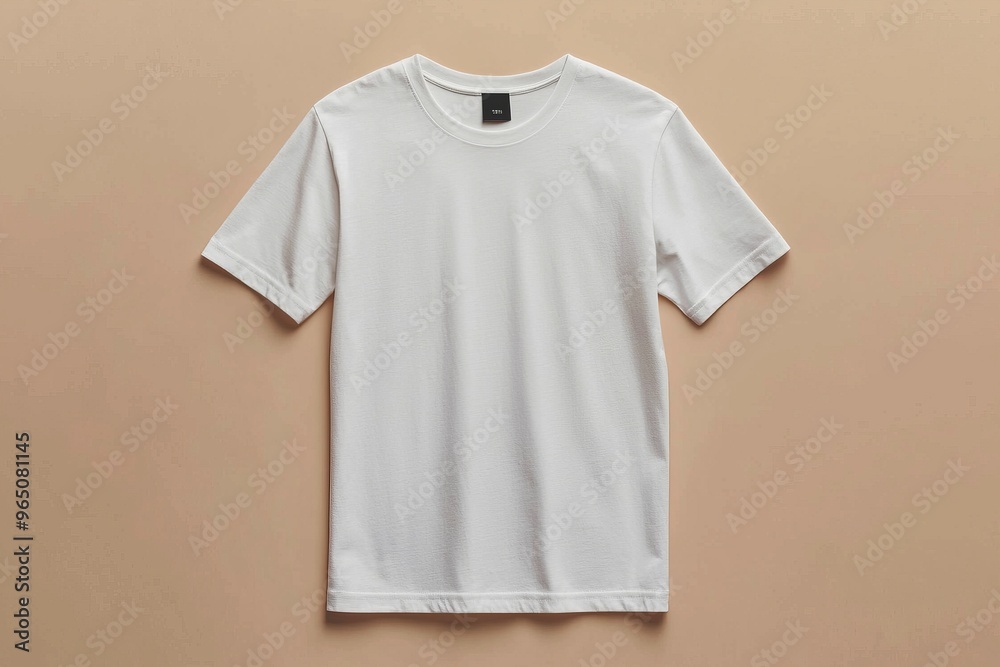 Simple Tshirt Flatlay mockup in beige background created with generative AI Simple Tshirt Flatlay mockup in beige background created with generative AI