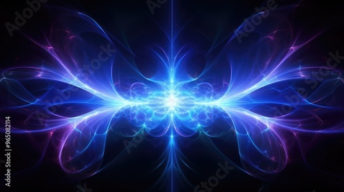 A mesmerizing abstract background of swirling blue and purple light, creating a sense of energy and movement.